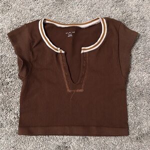 Urban Outfitters Brown Ribbed Crop Top